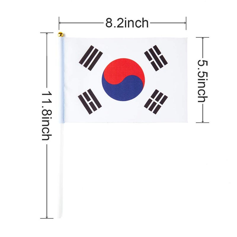 mflagperft South Korea Flag South Korean Flag, Small Mini Handheld South Korea Flags on Stick, Ideal for Party Parades Sports Events Patriotic Festival Decorations - Image 3